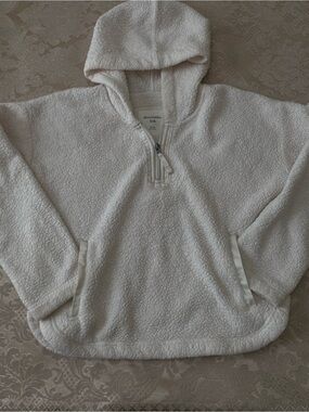 abercrombie kids Cream Sherpa Half-Zip Hooded Pullover